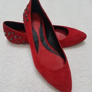 NWOT Alexander McQueen Studded Flats Red Suede s38
